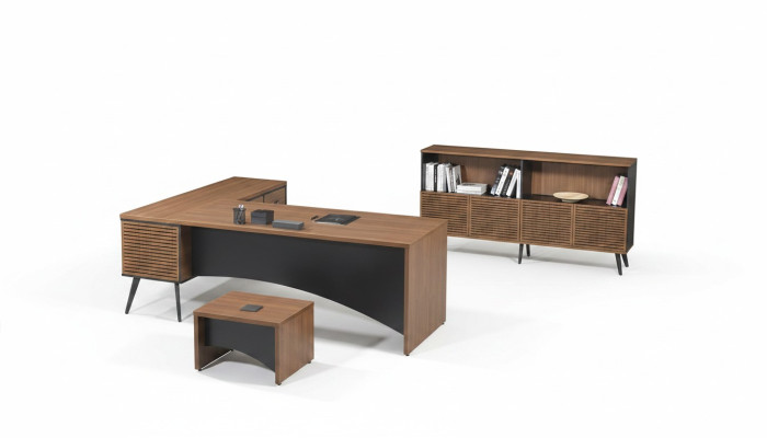 Komplette Arbeitszimmermöbel Eckbürotisch 3tlg Holz Braun Büromöbel