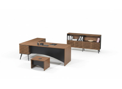 Komplette Arbeitszimmermöbel Eckbürotisch 3tlg Holz Braun Büromöbel
