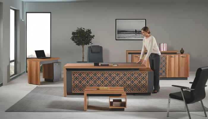 Bürotisch Büromöbel Komplettbüro Schreibtisch Set 4tlg Holz Braun Büro