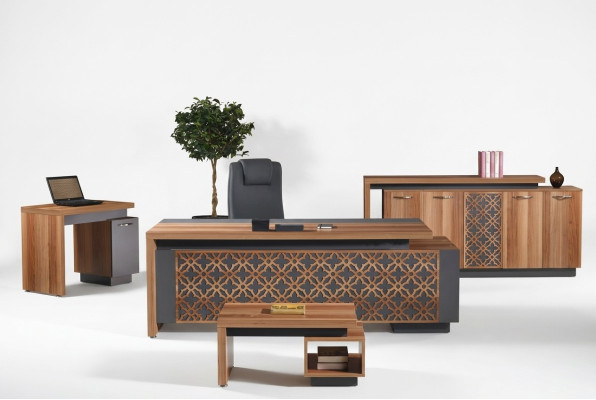 Bürotisch Büromöbel Komplettbüro Schreibtisch Set 4tlg Holz Braun Büro