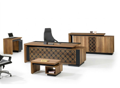 Komplettbüro Büromöbel Schreibtisch Büro Bürotisch Set 4tlg Holz Braun