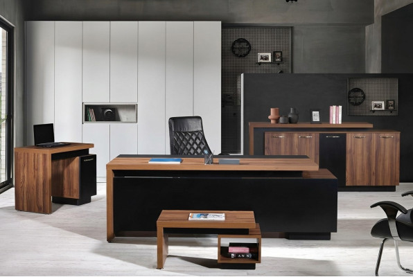 Bürotisch Büromöbel Komplettbüro Schreibtisch Set 4tlg Holz Schwarz