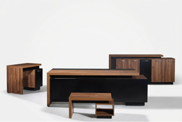 Bürotisch Büromöbel Komplettbüro Schreibtisch Set 4tlg Holz Schwarz
