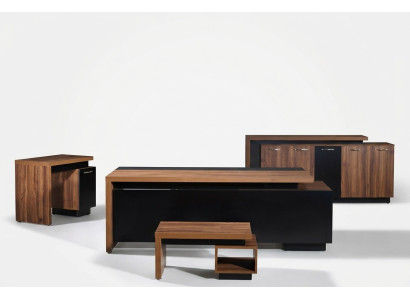 Bürotisch Büromöbel Komplettbüro Schreibtisch Set 4tlg Holz Schwarz