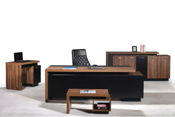 Büromöbel Komplettbüro Schreibtisch Büro Bürotisch 4tlg Holz Schwarz