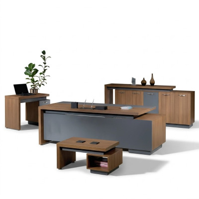 Bürotisch Büromöbel Komplettbüro Schreibtisch Set 4tlg Holz Braun