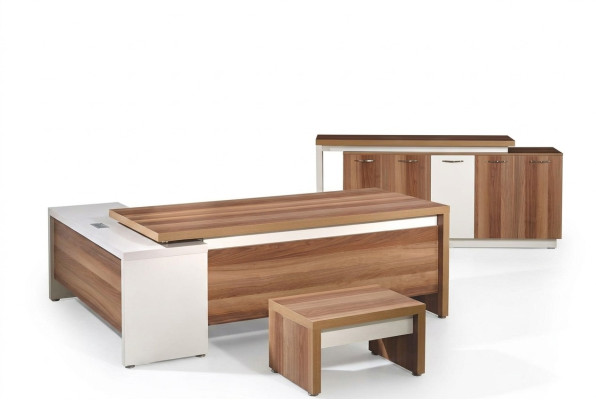 Eckbürotisch Komplette Büro Bürotisch Set 3tlg Holz Büromöbel Braun