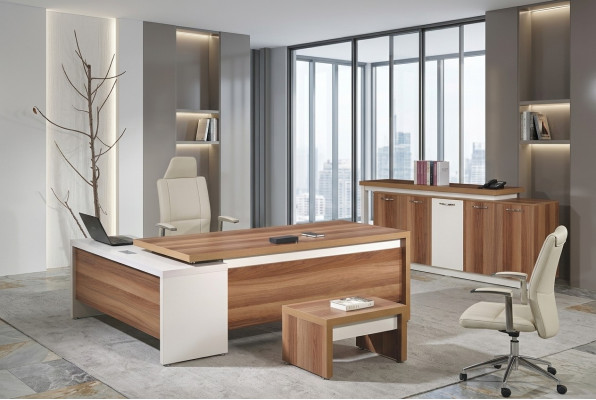 Komplette Arbeitszimmermöbel Eckbürotisch 3tlg Holz Braun Büromöbel