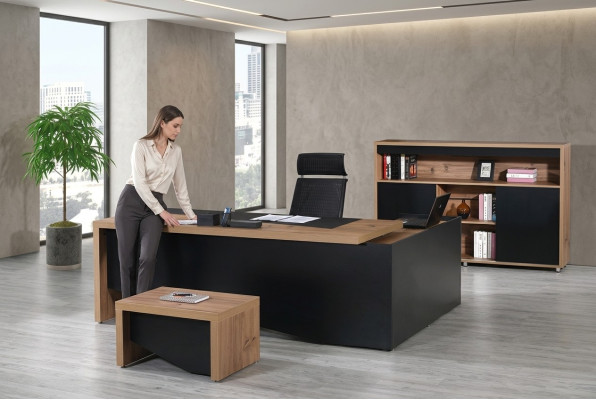 Büromöbel Komplettbüro Eckbürotisch Büro Bürotisch 3tlg Holz Schwarz