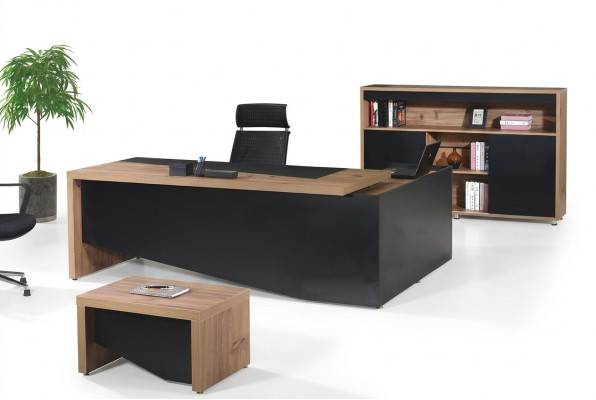 Büromöbel Komplettbüro Eckbürotisch Büro Bürotisch 3tlg Holz Schwarz