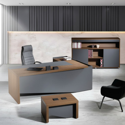 Eckbürotisch Komplette Büro Bürotisch Set 3tlg Holz Büromöbel Grau