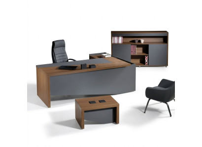 Klassische Komplette Arbeitszimmermöbel Grau Eckbürotisch 3tlg Holz