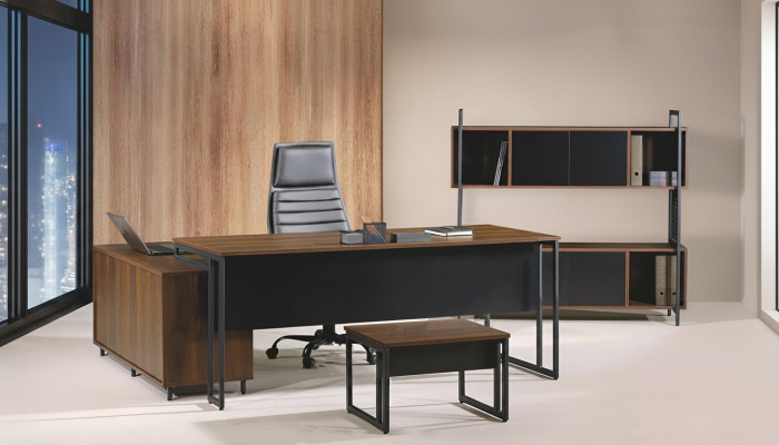 Arbeitszimmermöbel Komplettbüro Eckbürotisch Büro 3tlg Holz Braun Set