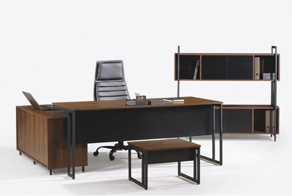 Arbeitszimmermöbel Komplettbüro Eckbürotisch Büro 3tlg Holz Braun Set