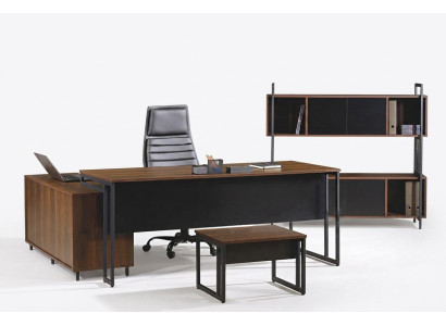 Arbeitszimmermöbel Komplettbüro Eckbürotisch Büro 3tlg Holz Braun Set