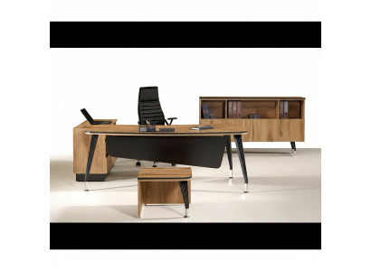 Klassische Eckbürotisch Komplette Arbeitszimmermöbel Braun 3tlg Holz
