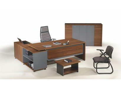 Gruppe Eckbürotisch Komplette Bürotisch Set 3tlg Holz Büromöbel Braun