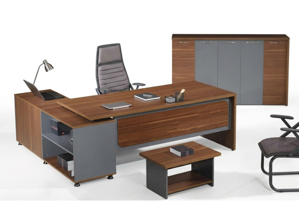 Garnitur Büro Eckbürotisch Bürotisch Set 3tlg Holz Büromöbel Braun