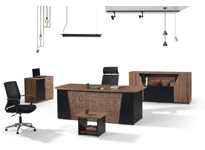 Garnitur Büro Schreibtisch Bürotisch Set 4tlg Holz Büromöbel Braun