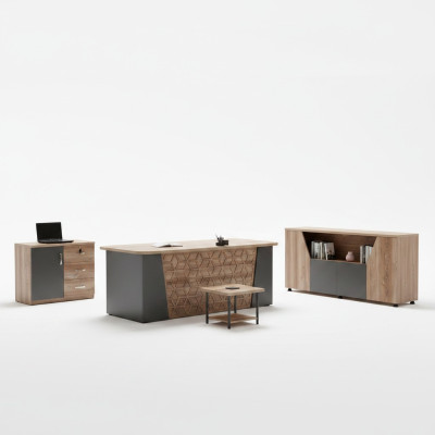 Komplettbüro Büromöbel Schreibtisch Büro Bürotisch Set 4tlg Holz Braun