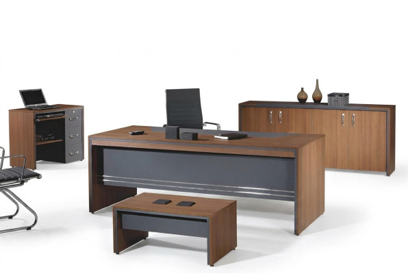 Arbeitszimmermöbel Komplettbüro Schreibtisch Set 4tlg Holz Braun Tisch