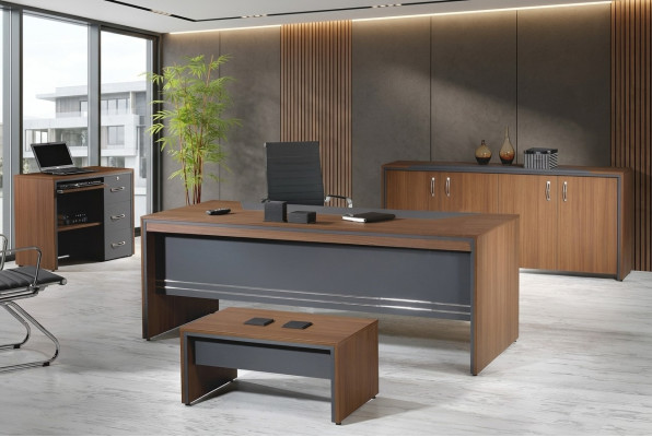 Garnitur Büromöbel Komplettbüro Schreibtisch Set 4tlg Holz Braun Büro