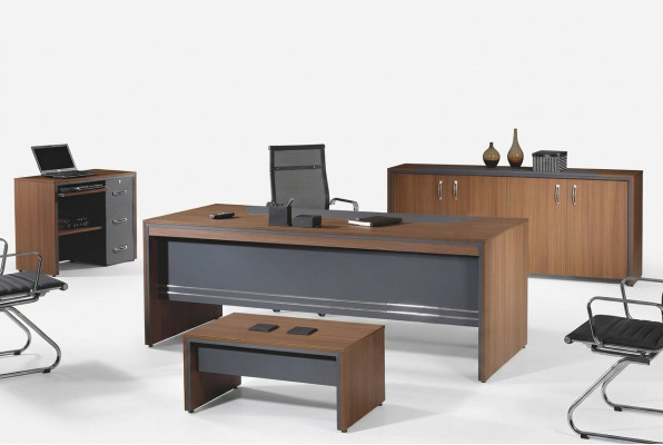Garnitur Büromöbel Komplettbüro Schreibtisch Set 4tlg Holz Braun Büro