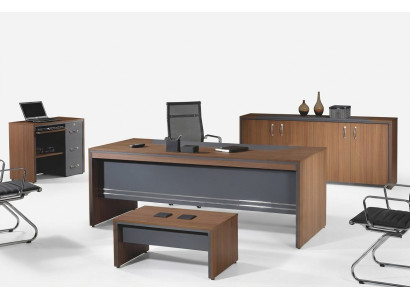 Garnitur Büromöbel Komplettbüro Schreibtisch Set 4tlg Holz Braun Büro
