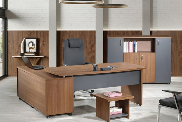 Gruppe Büro Eckbürotisch Arbeitszimmermöbel Schrank 3tlg Holz Braun