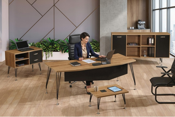 Luxus Möbel Büro Arbeitszimmermöbel Schreibtisch Set 4tlg Holz Schwarz