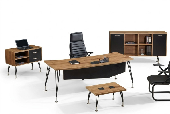 Luxus Möbel Büro Arbeitszimmermöbel Schreibtisch Set 4tlg Holz Schwarz
