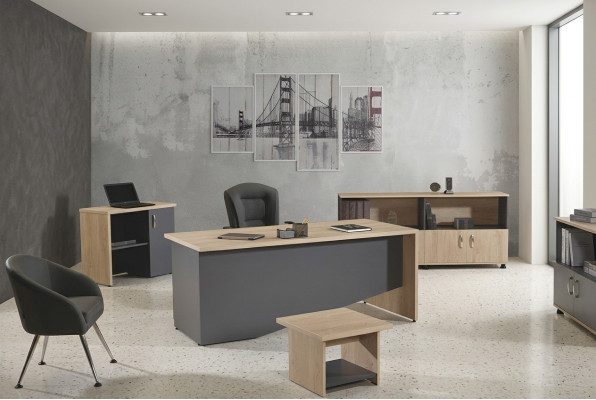 Tisch Büro Möbel Arbeitszimmermöbel Schreibtisch Set 4tlg Holz Grau