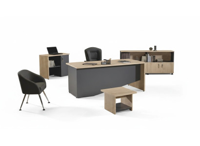 Tisch Büro Möbel Arbeitszimmermöbel Schreibtisch Set 4tlg Holz Grau