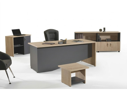 Garnitur Büromöbel Komplettbüro Schreibtisch Set 4tlg Holz Grau Büro