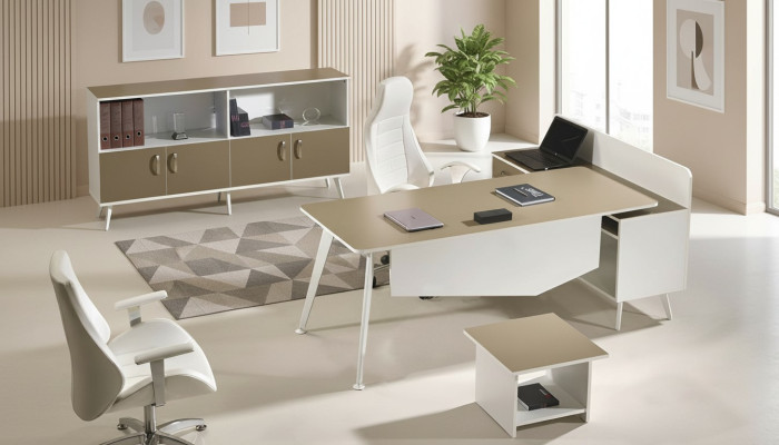 Eckbürotisch Arbeitszimmermöbel Weiß Komplettbüro Büro 3tlg Holz Set