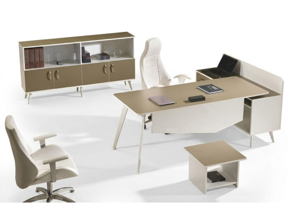 Eckbürotisch Arbeitszimmermöbel Weiß Komplettbüro Büro 3tlg Holz Set