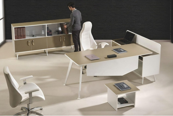 Moderne Eckbürotisch Arbeitszimmermöbel Weiß Büro 3tlg Holz Set Gruppe