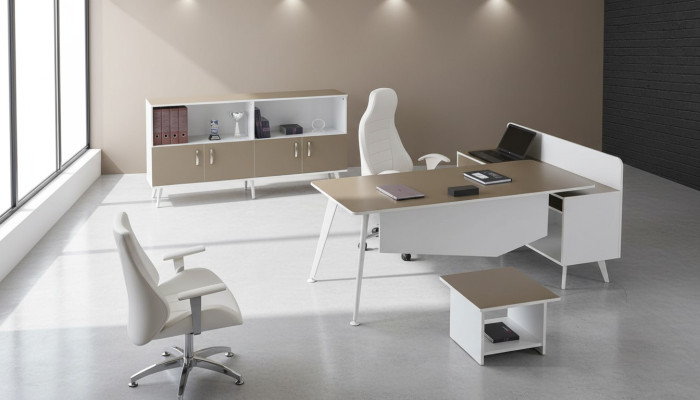 Moderne Eckbürotisch Arbeitszimmermöbel Weiß Büro 3tlg Holz Set Gruppe