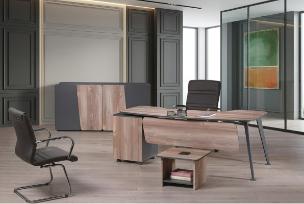 Komplette Arbeitszimmermöbel Schreibtisch 3tlg Holz Braun Büromöbel