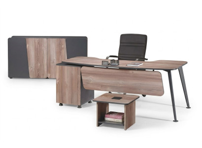 Komplette Arbeitszimmermöbel Schreibtisch 3tlg Holz Braun Büromöbel