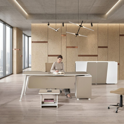 Komplettbüro Büromöbel Schreibtisch Büro Bürotisch Set 3tlg Holz Beige