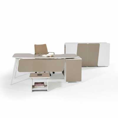 Komplettbüro Büromöbel Schreibtisch Büro Bürotisch Set 3tlg Holz Beige