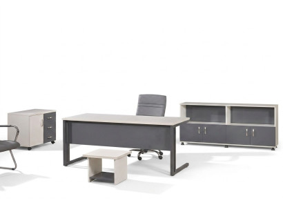 Computermöbel Arbeitstisch Büromöbel Schreibtisch 4tlg Holz Set Grau