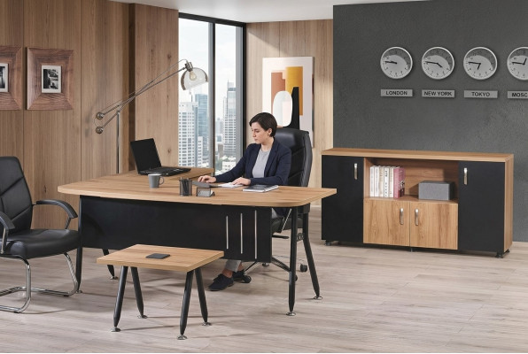 Eckbürotisch Arbeitstisch Komplettbüro Büromöbel 3tlg Holz Set Schwarz