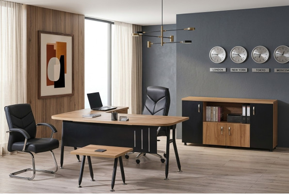Eckbürotisch Arbeitstisch Komplettbüro Büromöbel 3tlg Holz Set Schwarz