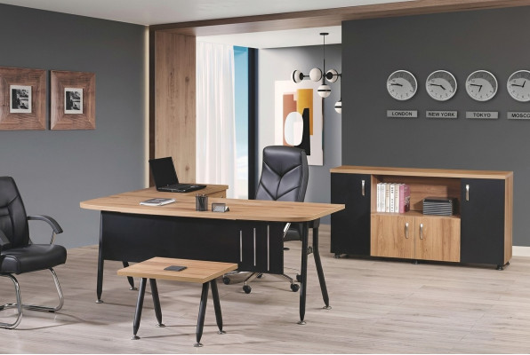 Gruppe Büro Eckbürotisch Arbeitszimmermöbel Schrank 3tlg Holz Schwarz