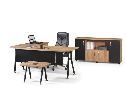 Gruppe Büro Eckbürotisch Arbeitszimmermöbel Schrank 3tlg Holz Schwarz