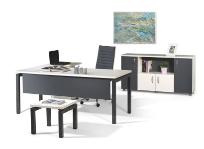Komplettbüro Eckbürotisch Büromöbel 3tlg Holz Set Grau Computermöbel