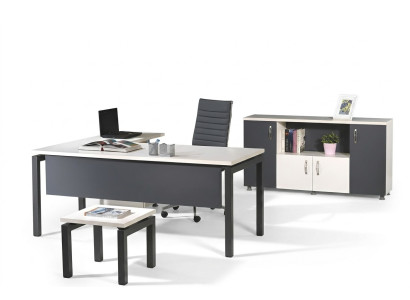 Büromöbel Grau Set 3tlg Eckbürotisch Komplettbüro Schrank Holz Gruppe