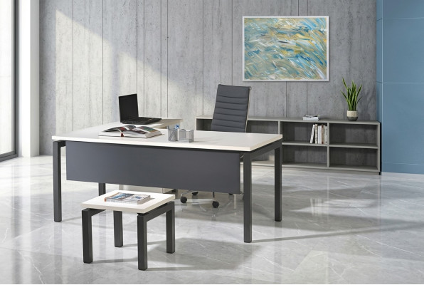 Möbel Büro Arbeitszimmermöbel Eckbürotisch Set 3tlg Holz Grau Tisch